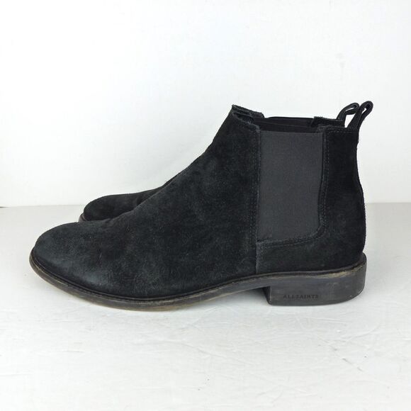 All Saints Chelsea Boots Men 12 US 45 Black Rook Suede Leather Pull On Rock - Picture 6 of 12